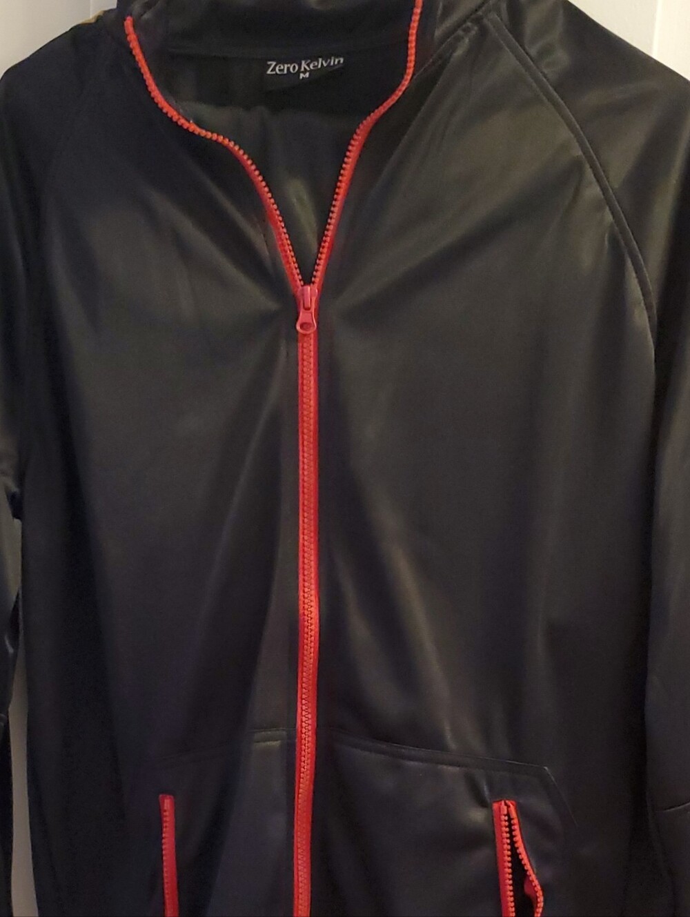 Men's Black Track Suit with Red Zip Details
